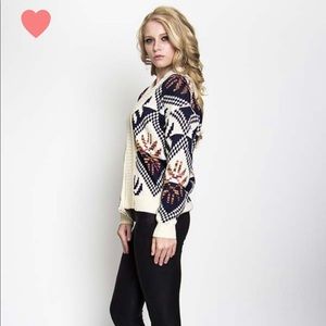 Ethnic print cardigan